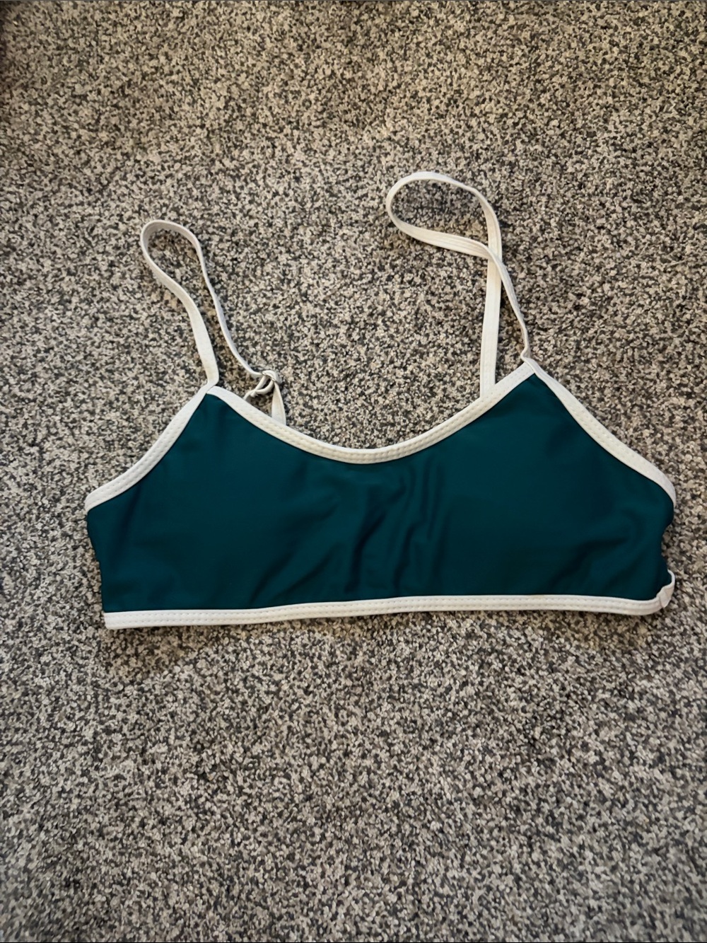 SHEIN Teal Bikini Top with White Trim